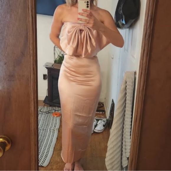 NWT Ronny Kobo Selina Strapless Bow Midi Dress from Anthropologie - Picture 2 of 4